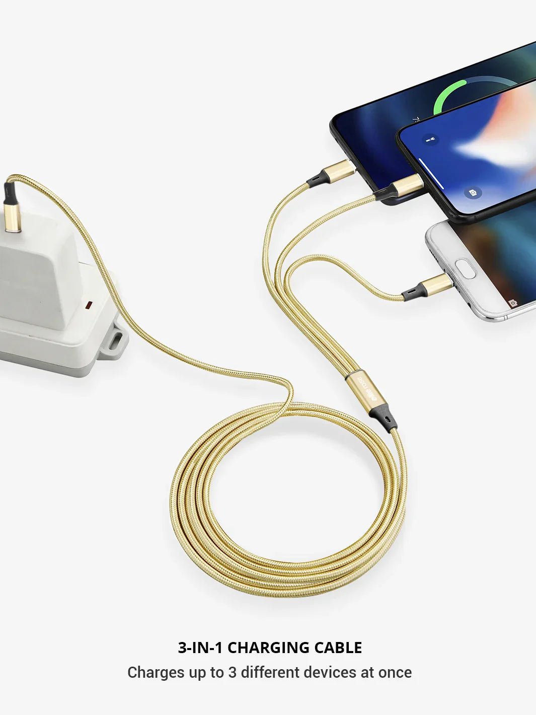 USB - C Gold 3 - in - 1 Charging Cable - Electronic Accessories Outlet