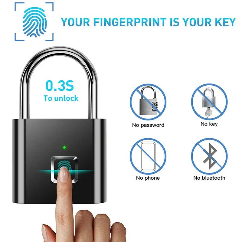 Smart Fingerprint Padlock - Electronic Accessories Outlet