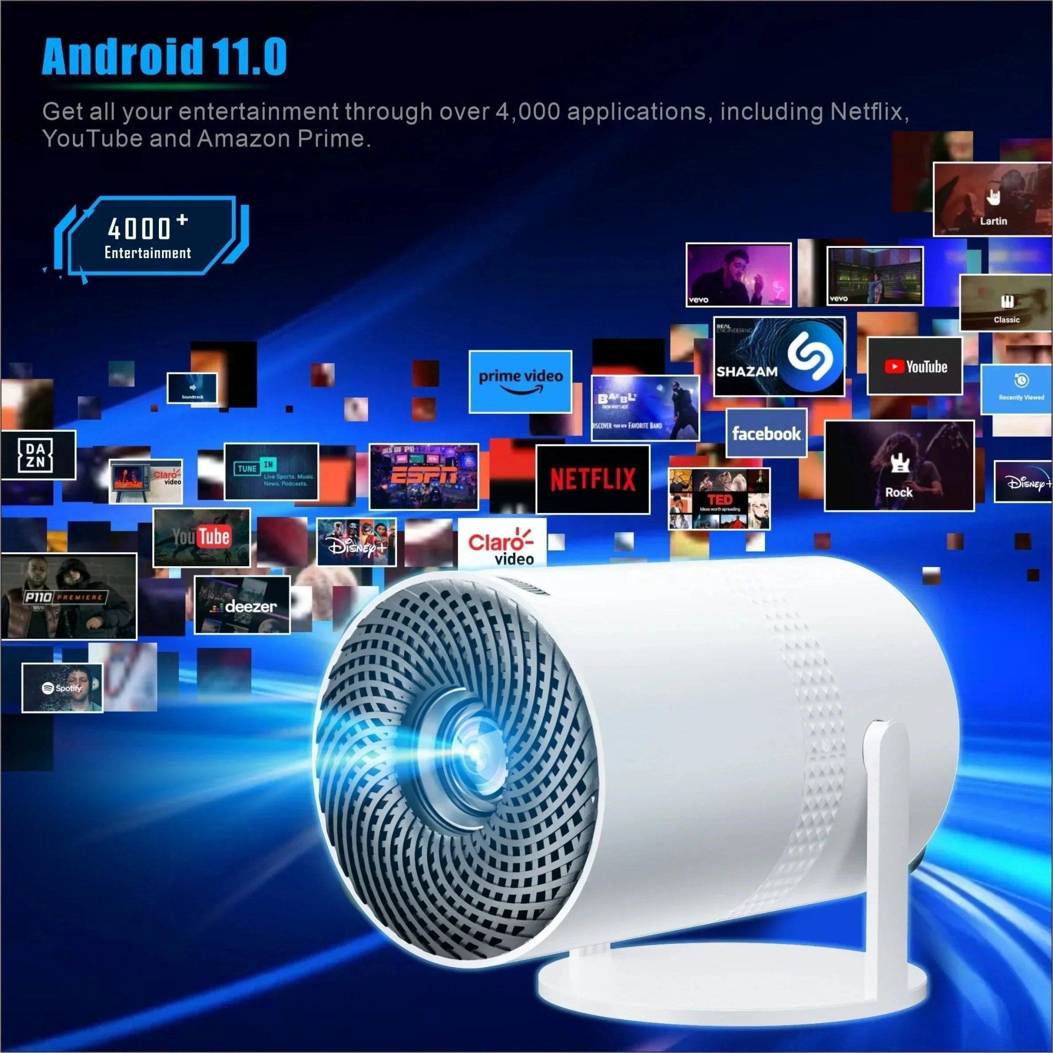 Salange P300 Mini Portable Projector - 4K 8K Video Decoding, 720P HD, Android 11, Wi - Fi, BT 5.1 - Electronic Accessories Outlet