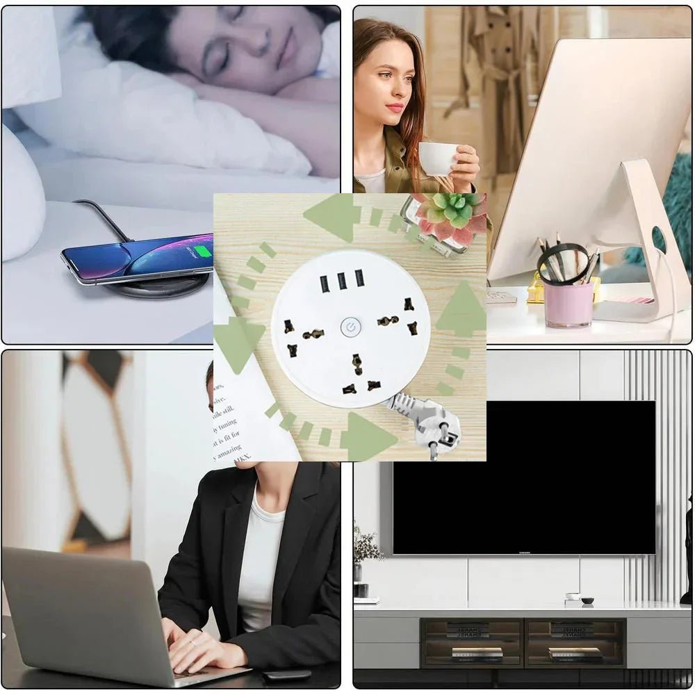 EU Plug AC Outlet Smart Home Power Strip – Multipurpose Electrical Extension Cord with USB Ports & Fast Charging - Electronic Accessories Outlet