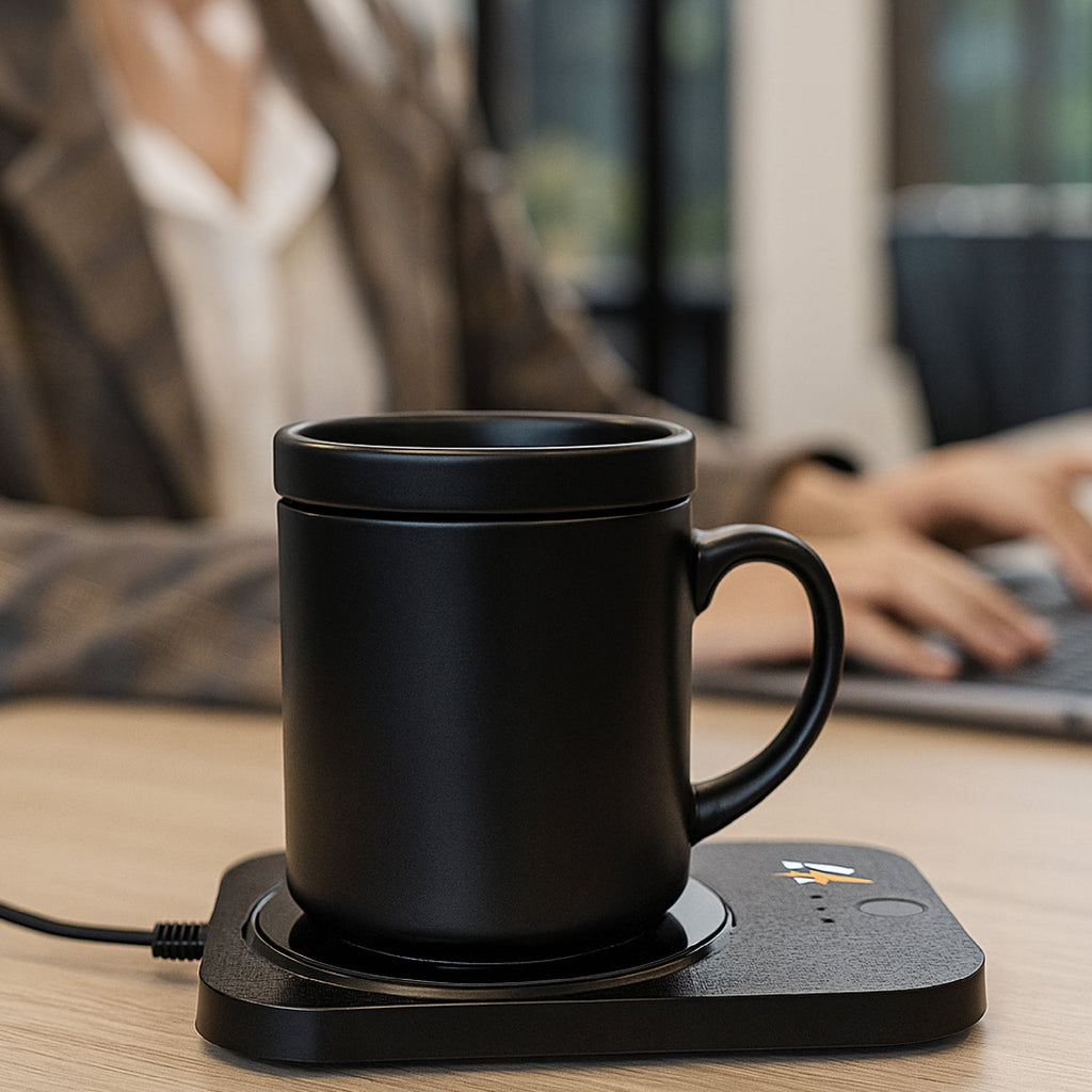 The Modern Workspace Productivity Bundle: Pursonic 3 - in - 1 LED Desk Lamp + Sip & Charge Wireless & Mug Warmer - Electronic Accessories Outlet