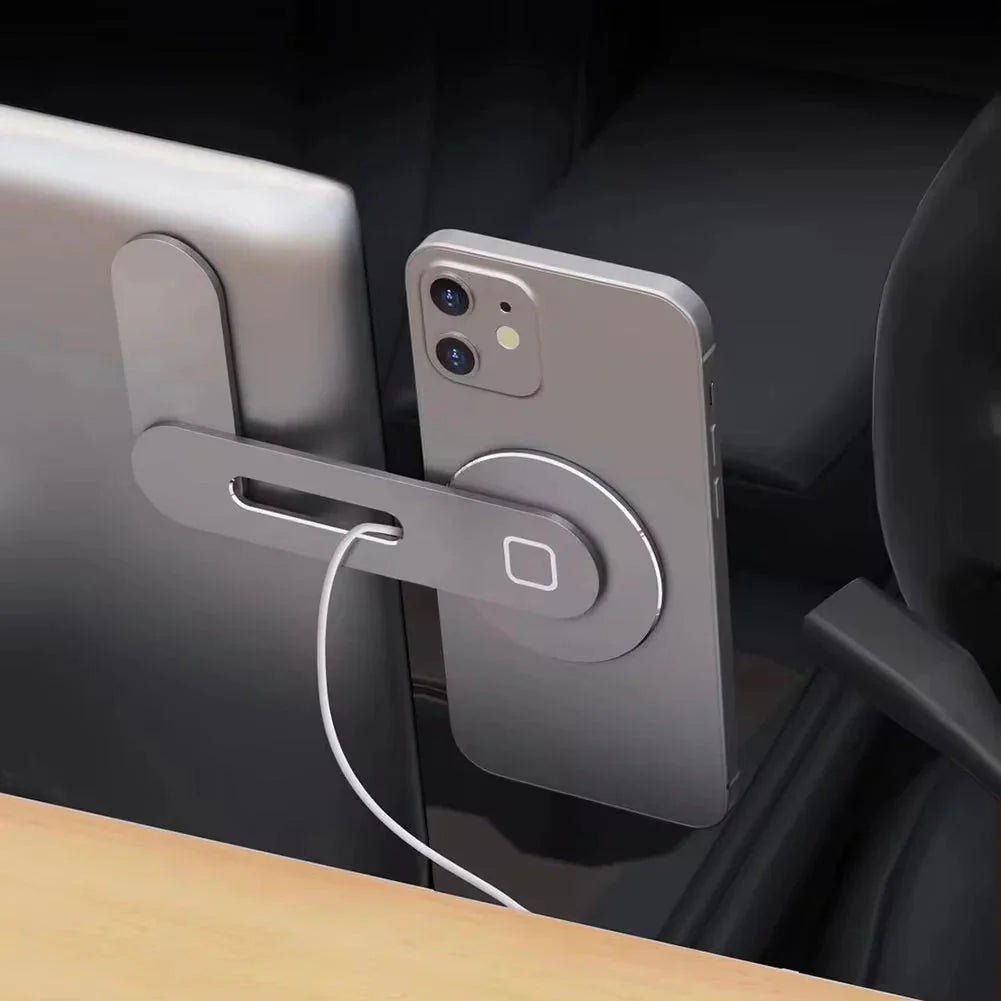 Metal Expansion Phone Stand for Laptop and Tesla Vehicles - Magnetic Folding Phone Holder with 15W Fast Charger - Electronic Accessories Outlet