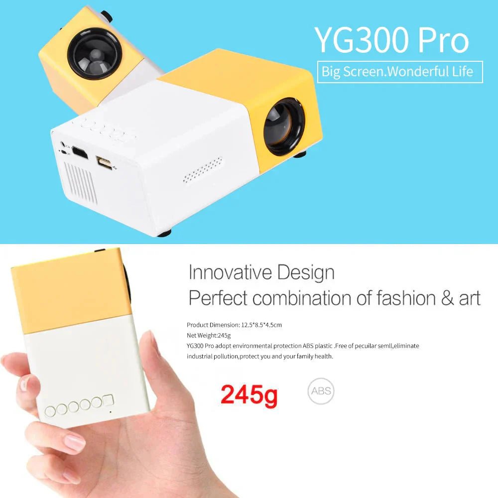 Mini Projector – 1080P Full HD Support, Portable LED Projector, 4K Video Playback, Multiple Connectivity Options - Electronic Accessories Outlet