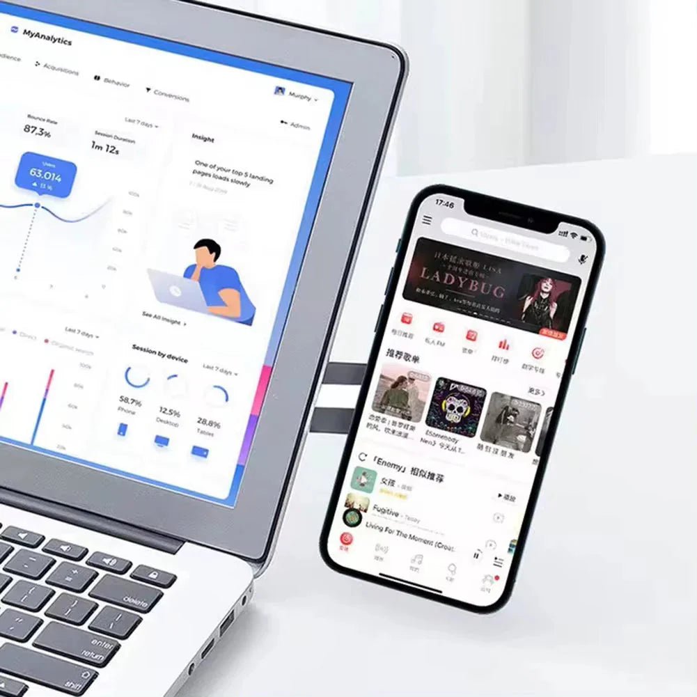 Metal Expansion Phone Stand for Laptop and Tesla Vehicles - Magnetic Folding Phone Holder with 15W Fast Charger - Electronic Accessories Outlet