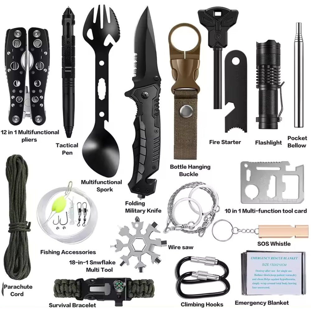 31-Piece Emergency Survival Kit - Complete Outdoor Gear & Equipment Set