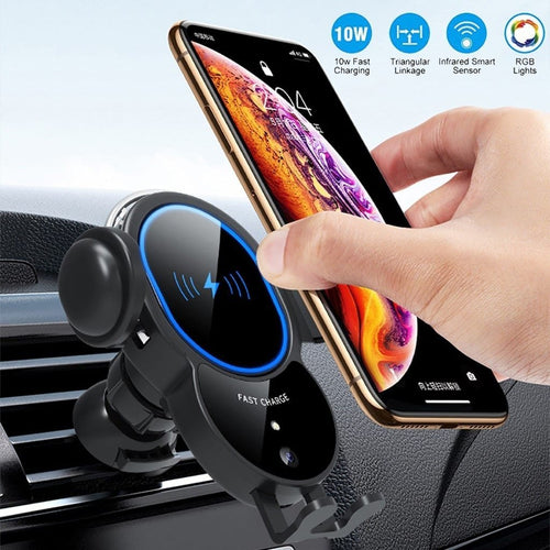 10W Wireless Automatic Clamping Mount Fast Charger For Your Car - Electronic Accessories Outlet